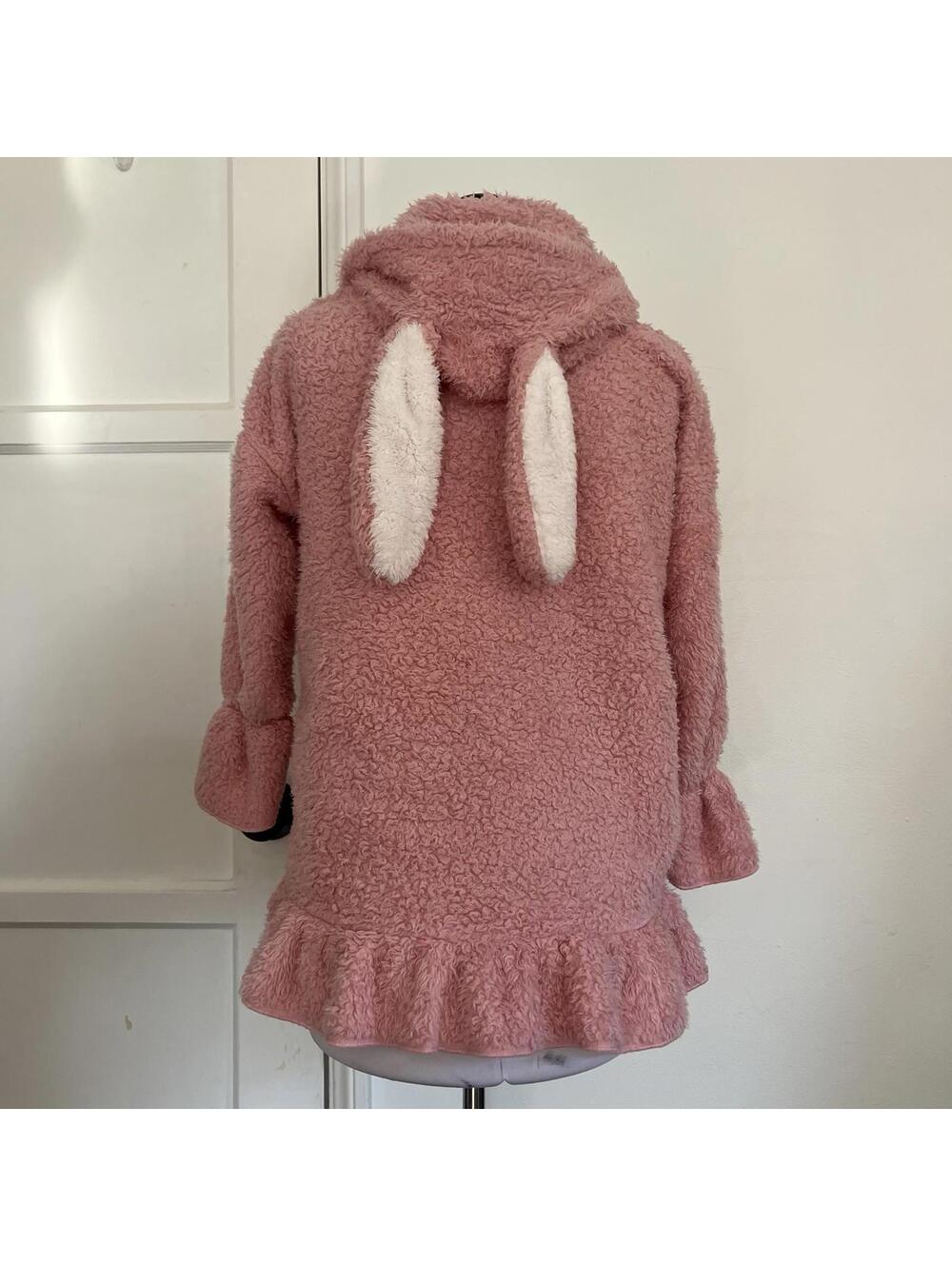 Kawaii Pink Bunny Hoodie Sherpa Fleece Jacket Heart Pockets Lolita Jfashion M - Picture 7 of 7